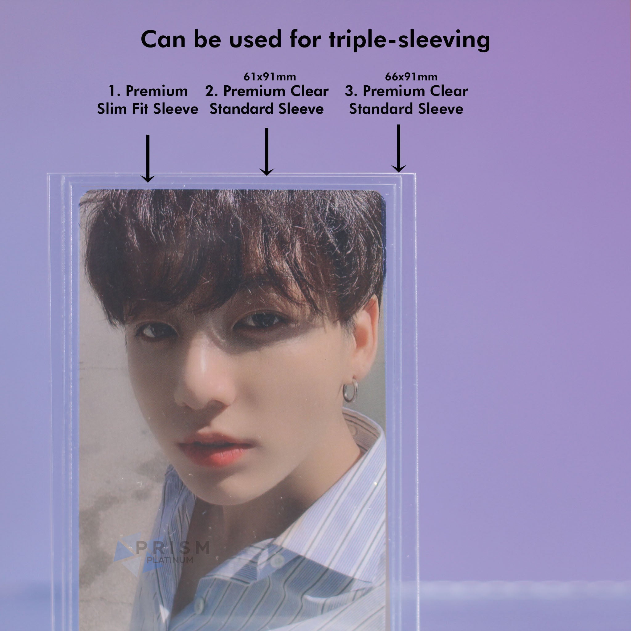 Premium Clear Photocard Sleeves - 61x91mm - Prism Platinum